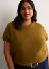Loose Extended-Sleeve Fuzzy Yarn Short Sweater