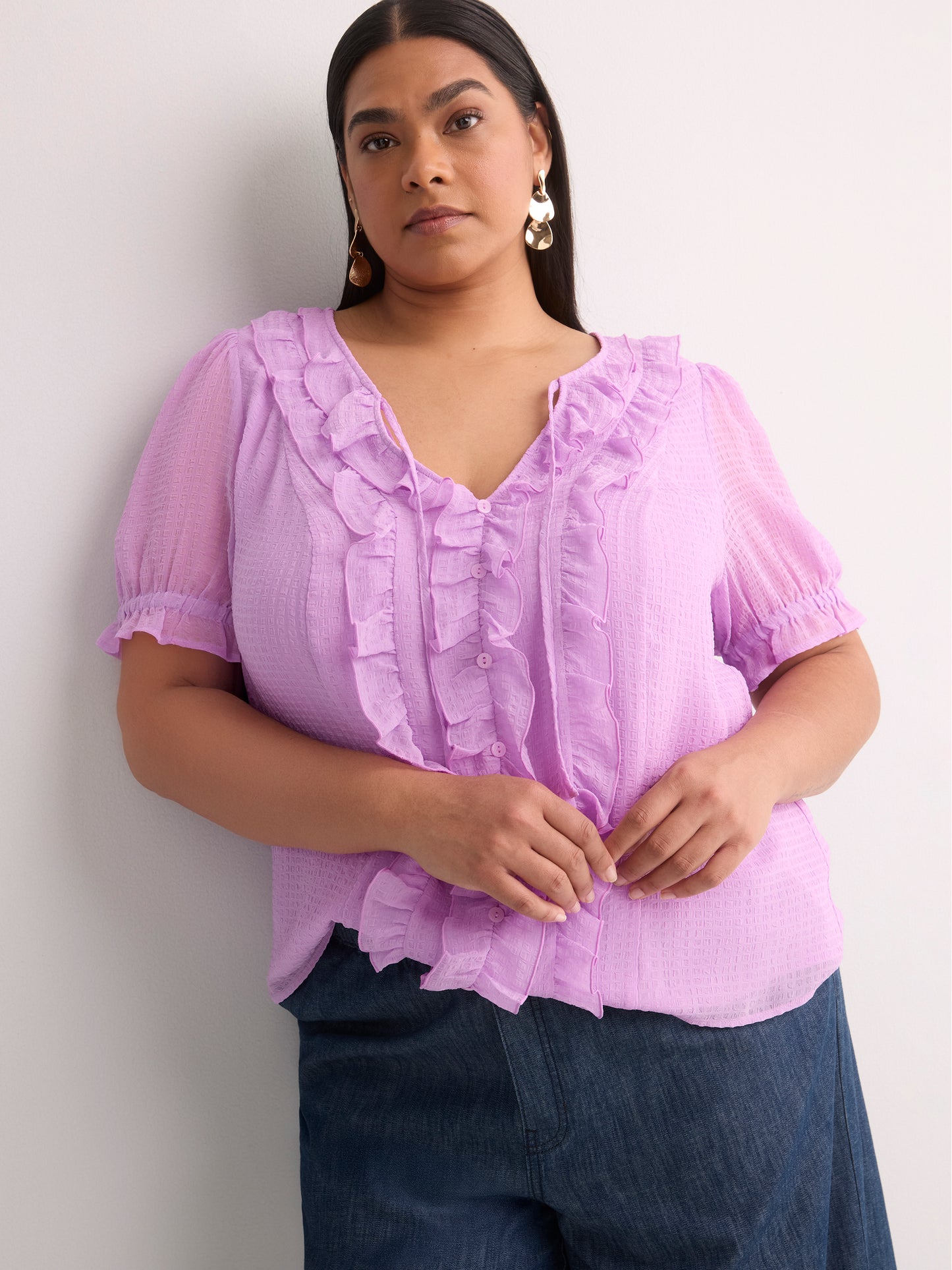 Chiffon Ruffled A-Line Blouse