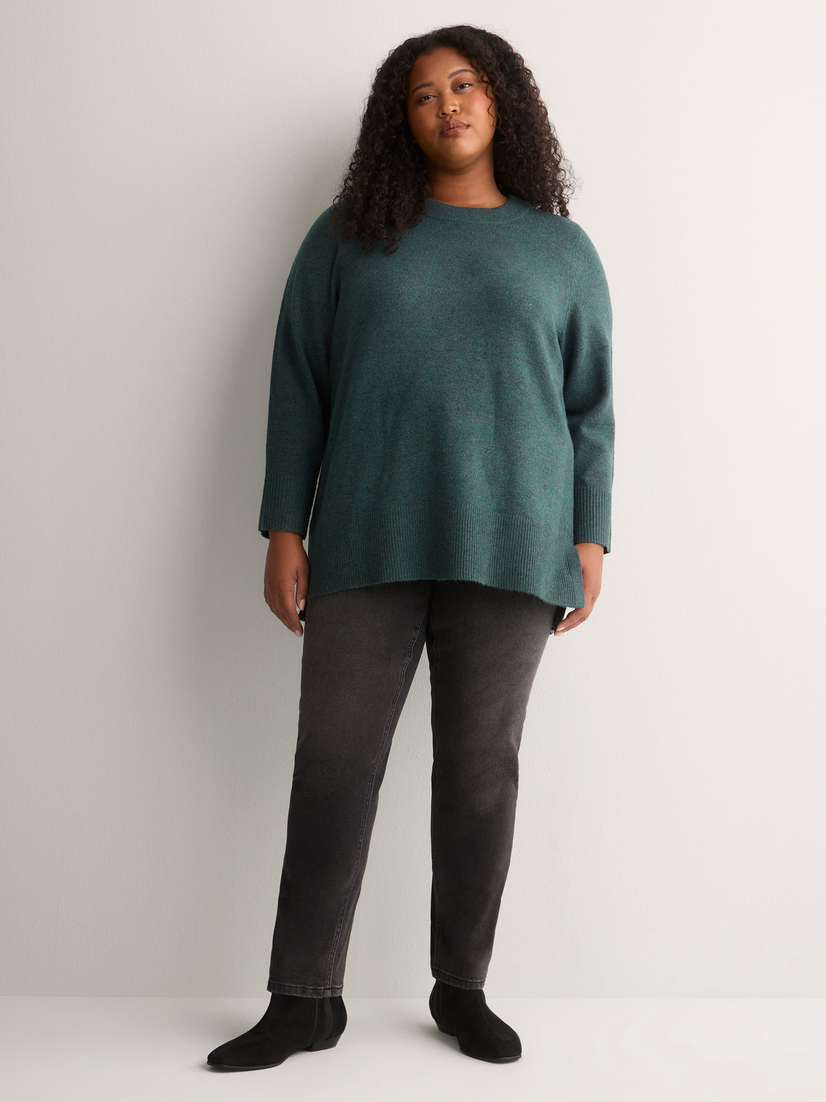 Crew-Neck Tunic Sweater