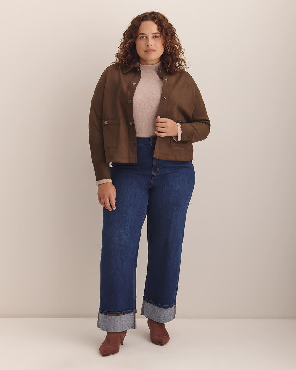 Veste marron en faux suède