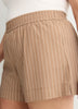 Brown Pinstripe Stretch Pull-On Short - Active Zone