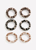 Leopard Ribbed Hair Elastics, Set of 6