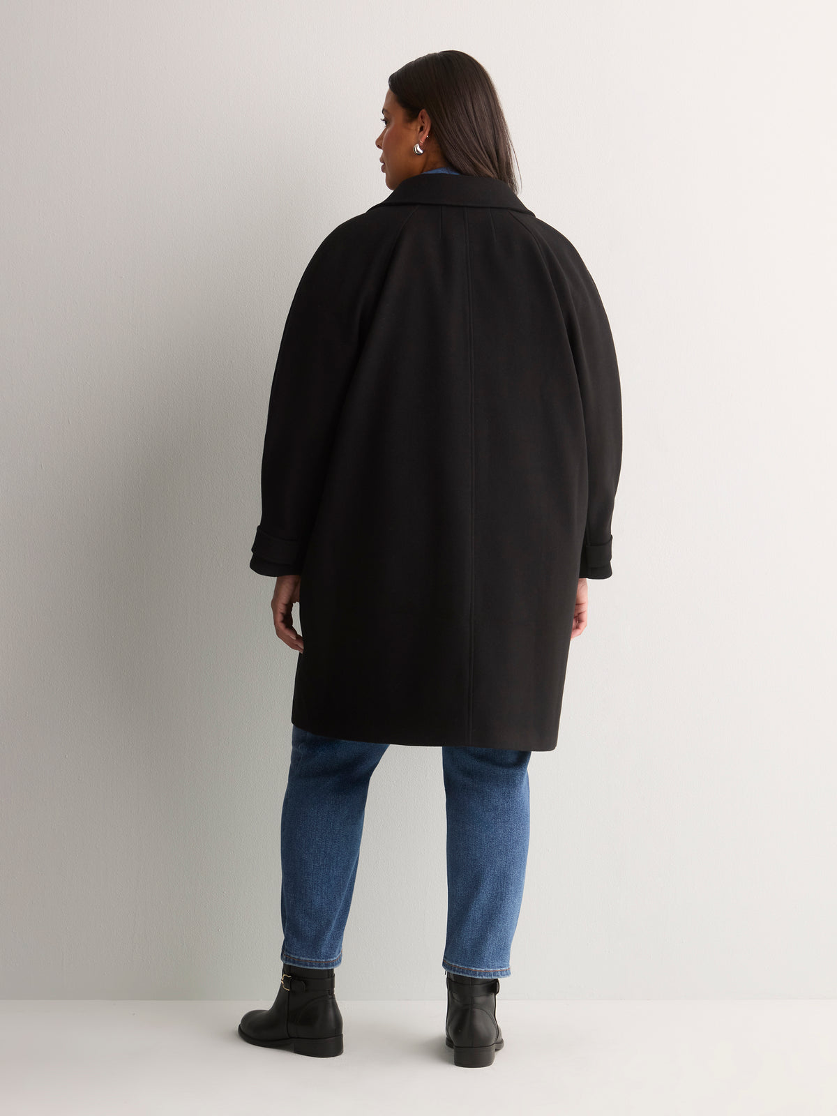 Black Midi Cocoon Coat