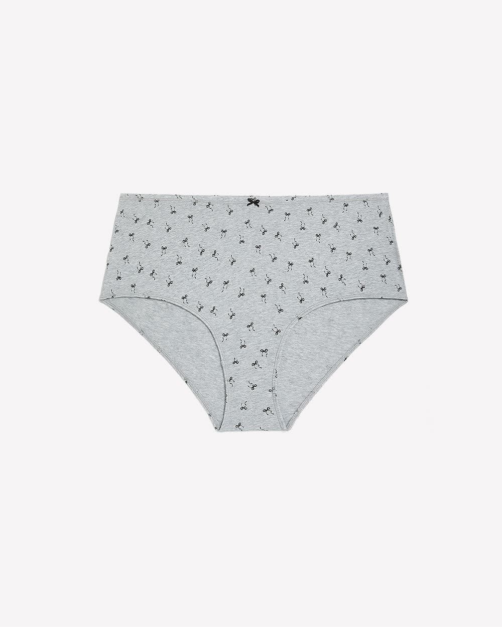 Heather Grey Cotton Brief with Bow Print - ti Voglio