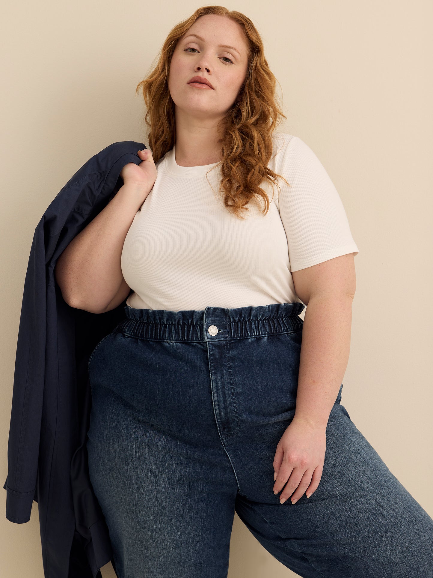 High-Rise Cropped Tapered-Leg Paperbag Denim Pant - d/C JEANS