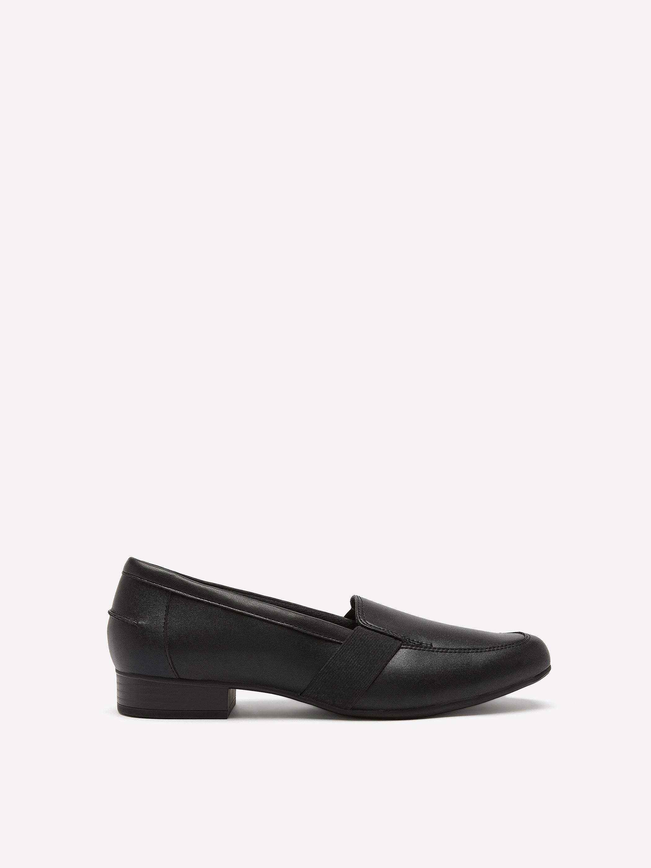 Wide Width, Juliet Beat Black Leather Low-Heel Shoe - Clarks
