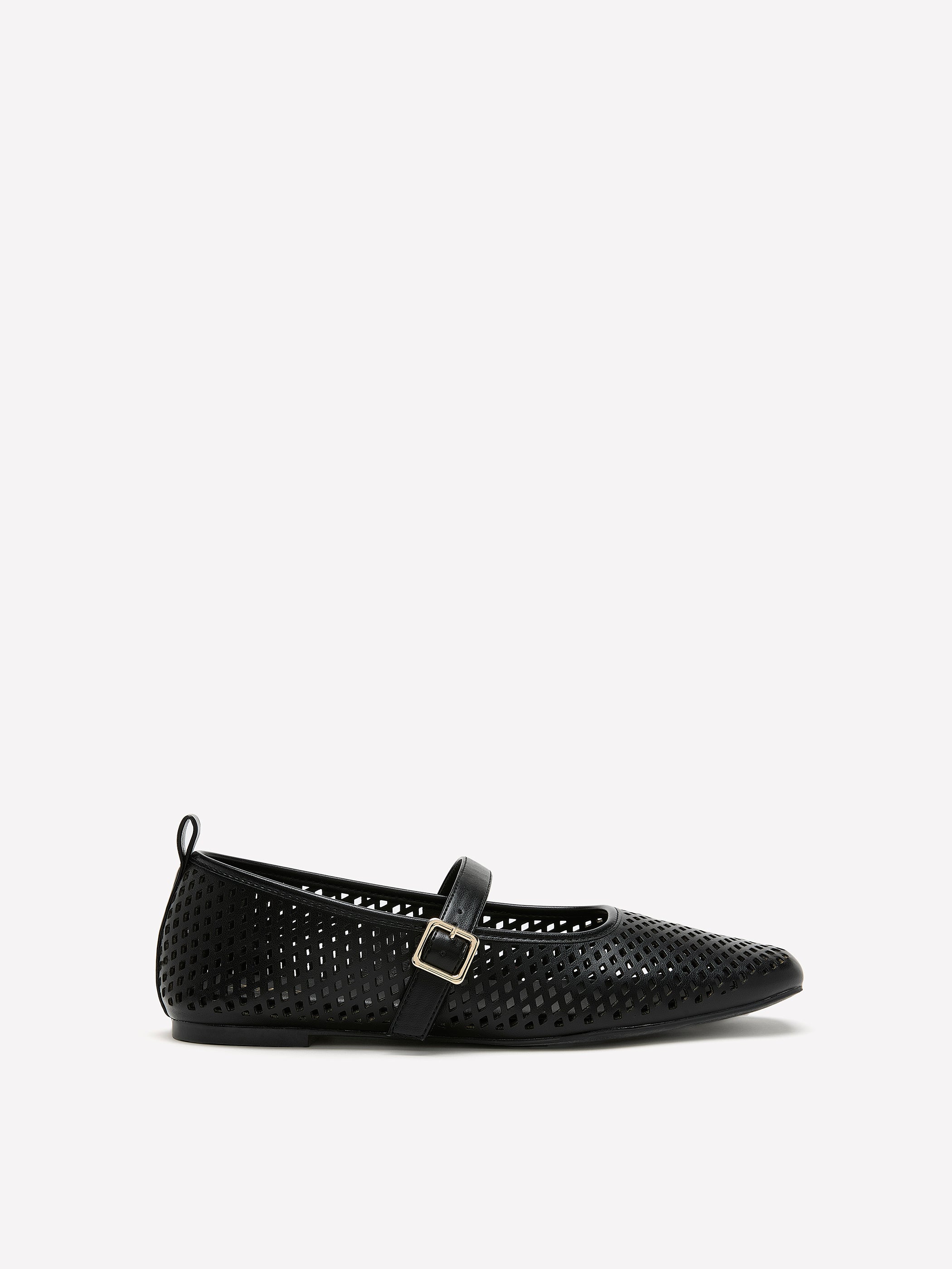 Extra Wide Width, Perforated Ballerina Flats with Strap