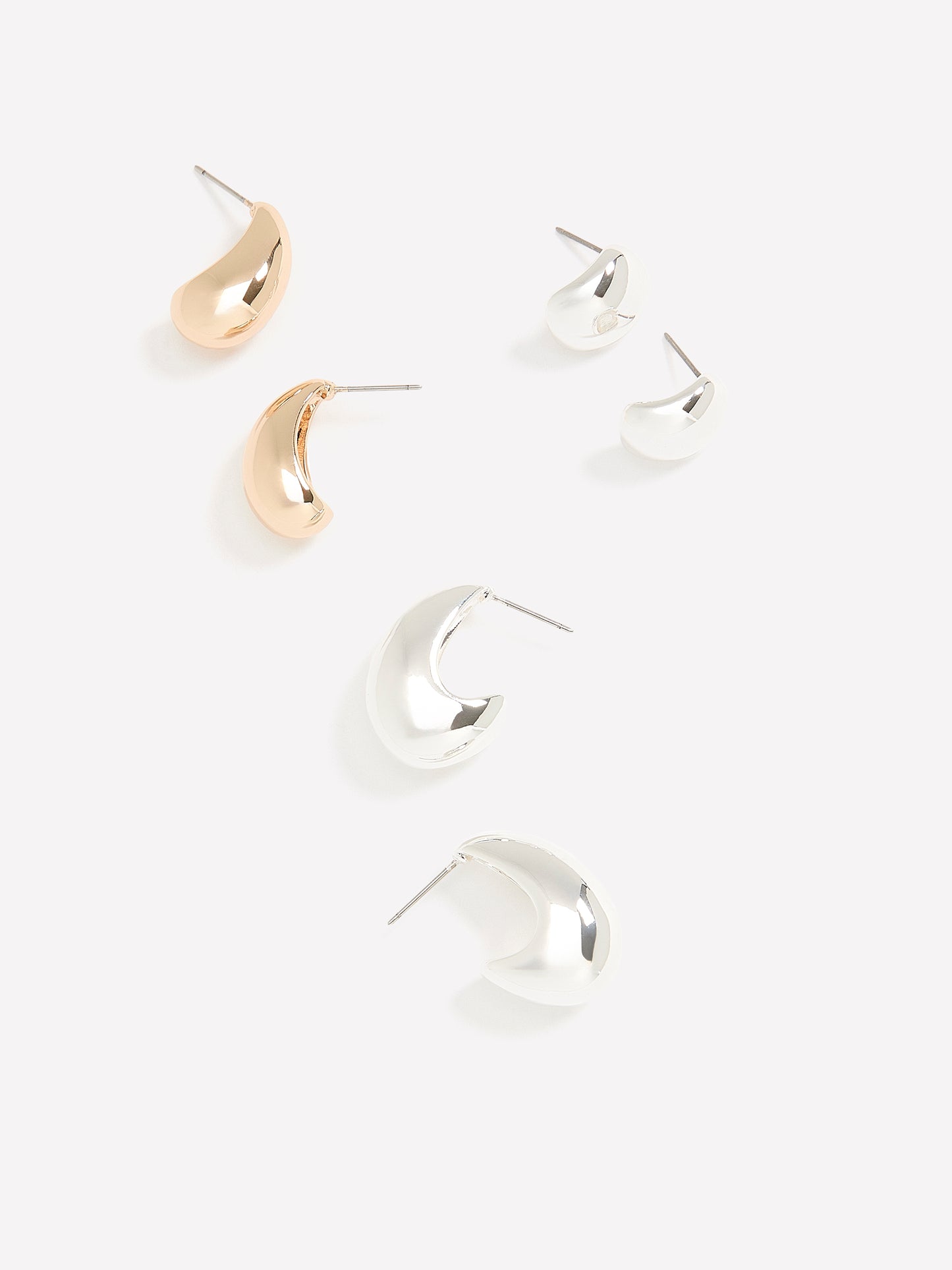 Mixed Metallic Bubble Earrings, Set of 3