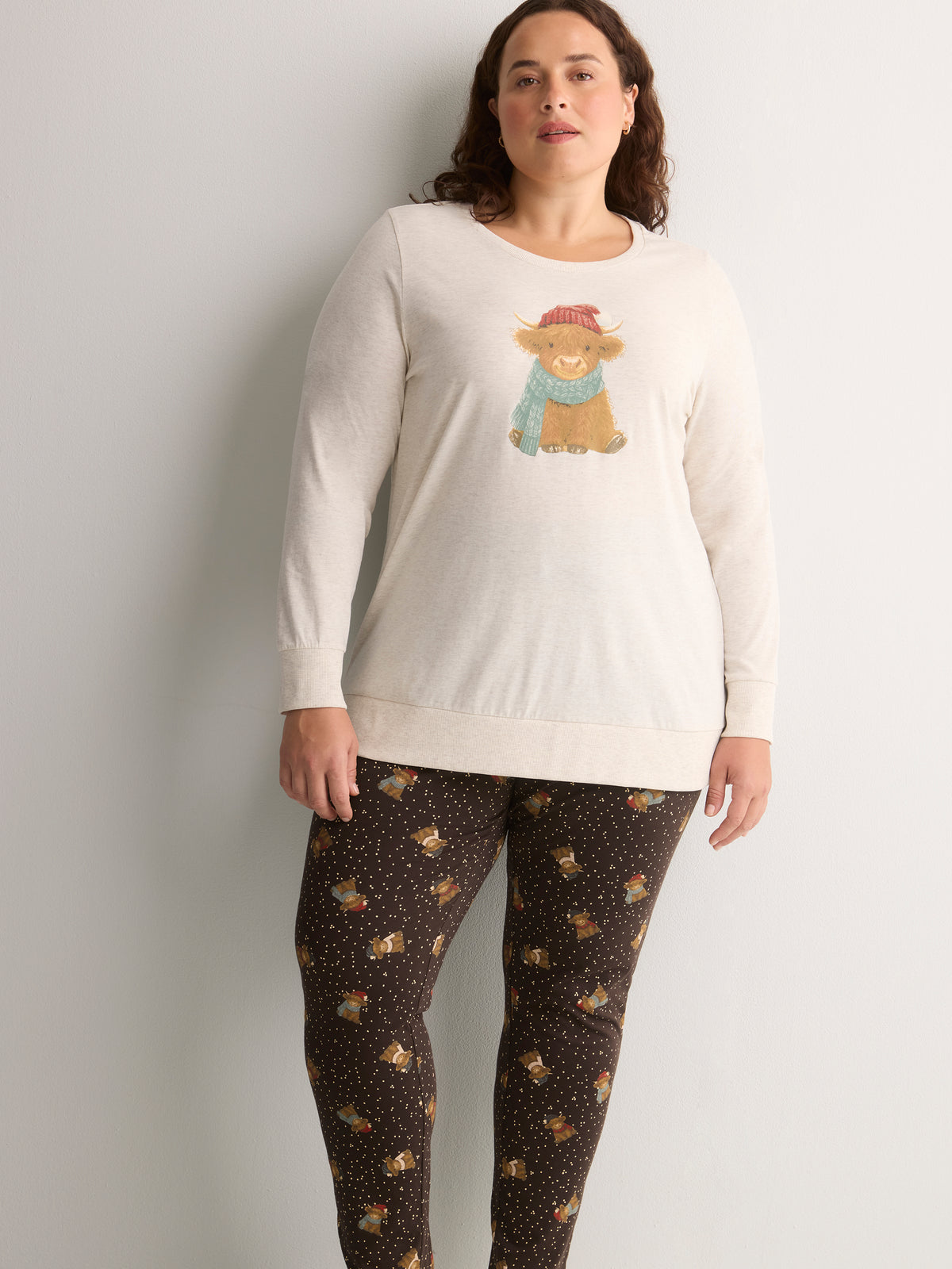 Snow Cow Heather Tunic and Legging Pyjama Set - tiVOGLIO