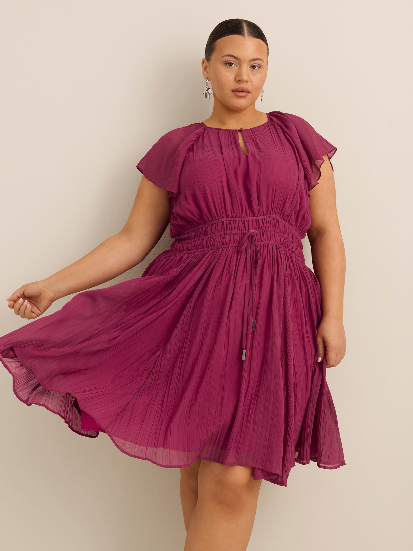 Raglan Short-Sleeve Dress with Elastic Waist - Addition Elle