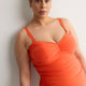 Orange Bandeau High-Leg One-Piece Swimsuit