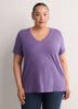 Boyfriend-Fit V-Neck Tee with Slits