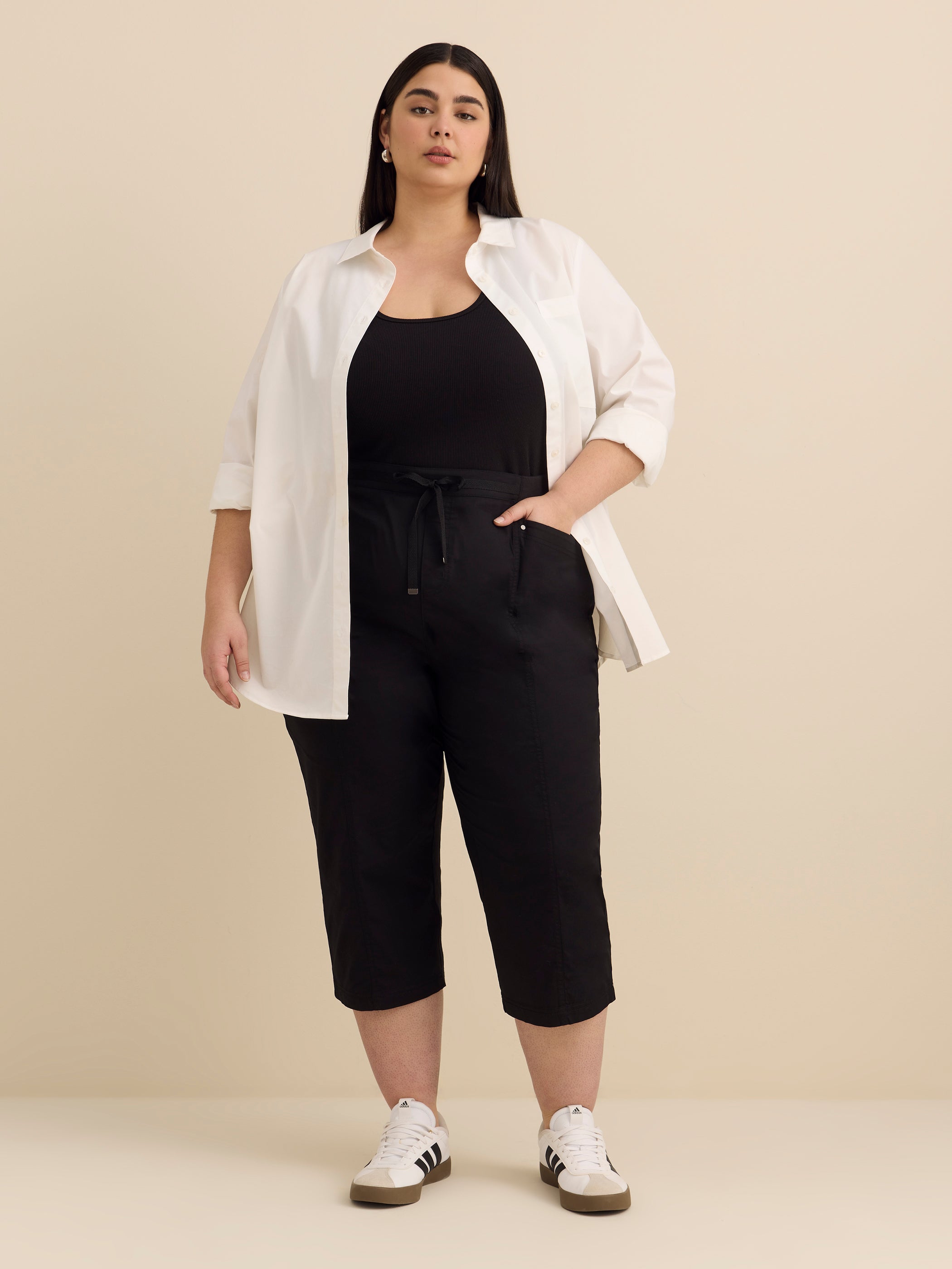 Solid Capri with Adjustable Waistband