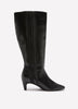 Extra Wide Width, Black Tall Faux Leather Kitten-Heel Boot