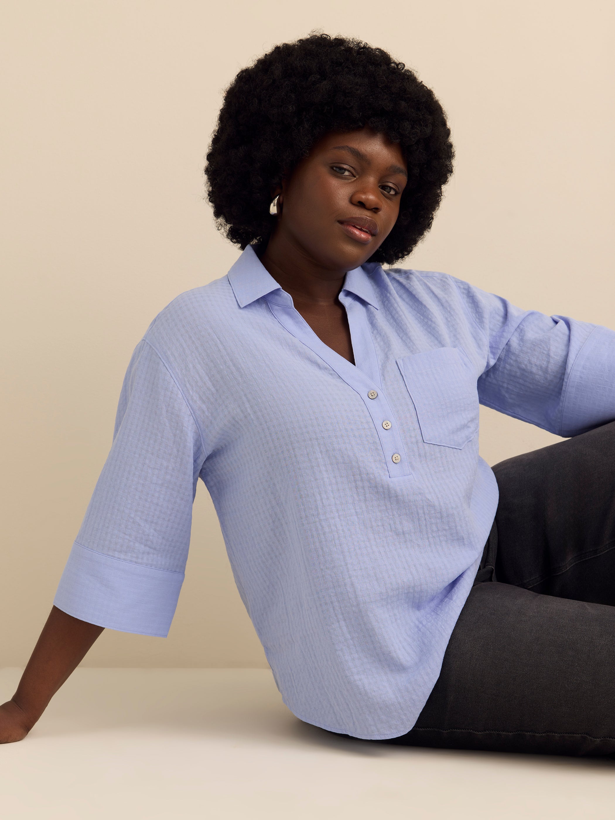 Relaxed Popover Loose Blouse - Addition Elle