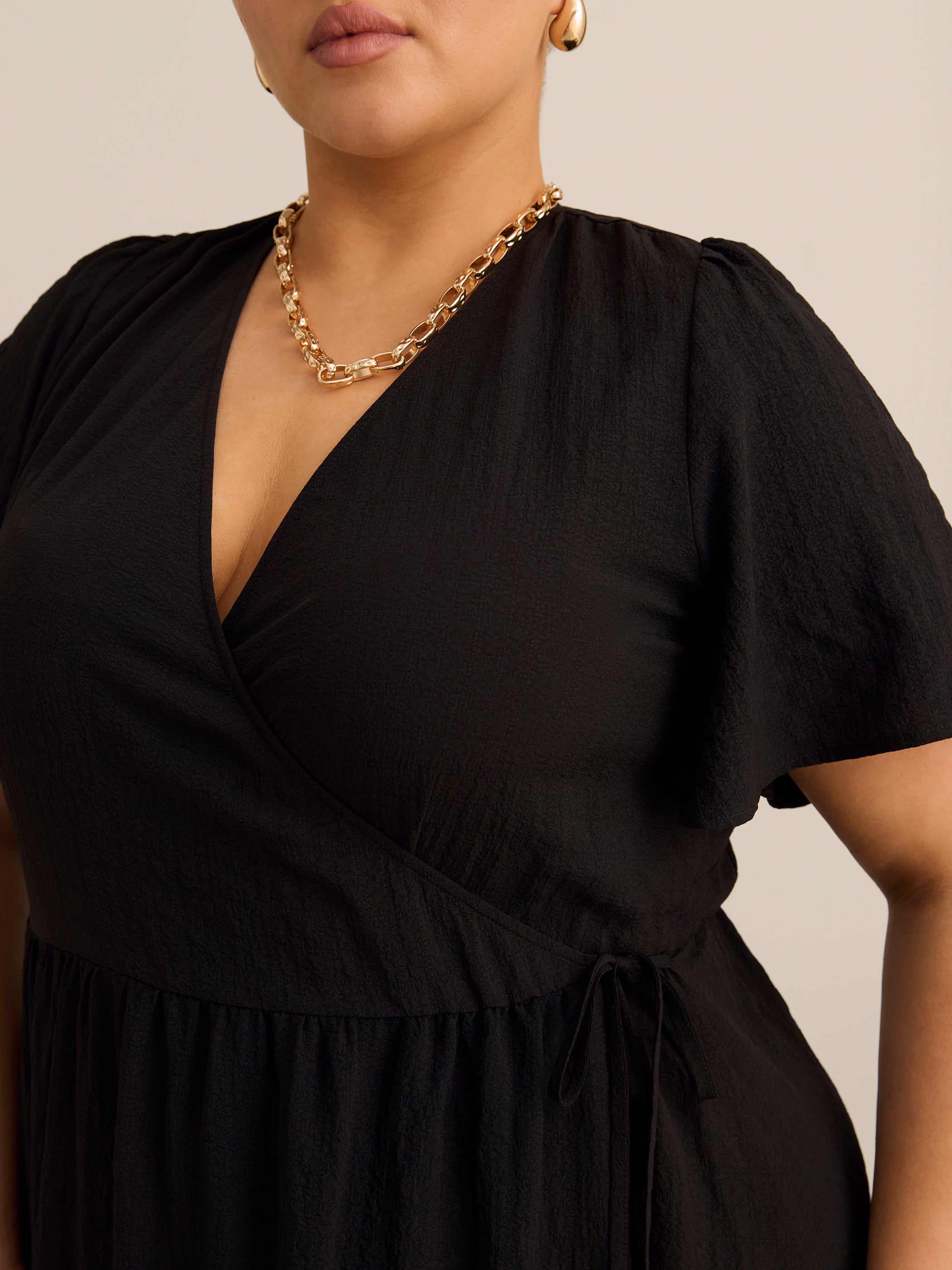 Robe cache-coeur noire midi - Addition Elle