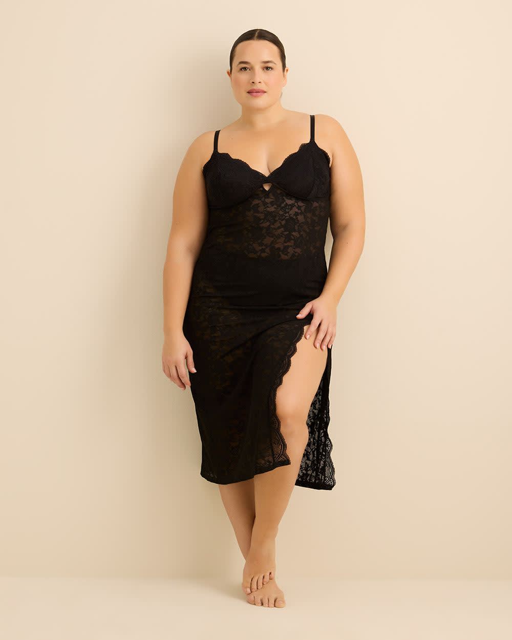 Nuisette sexy en dentelle noire - Déesse Collection