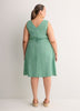 Linen Blend V-Neck Swing Dress with Crochet Tape