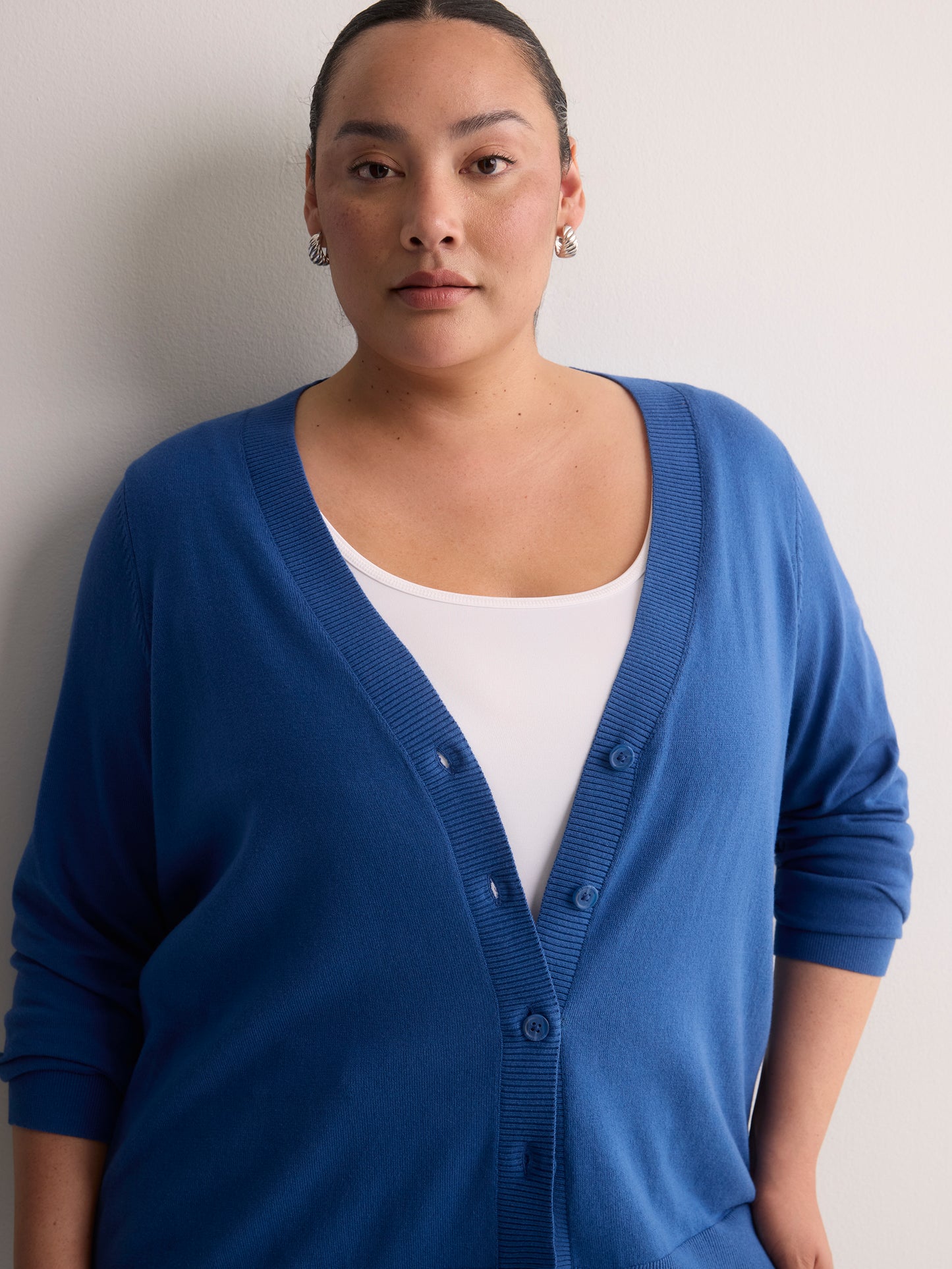 Cotton-Blend Tunic Cardigan