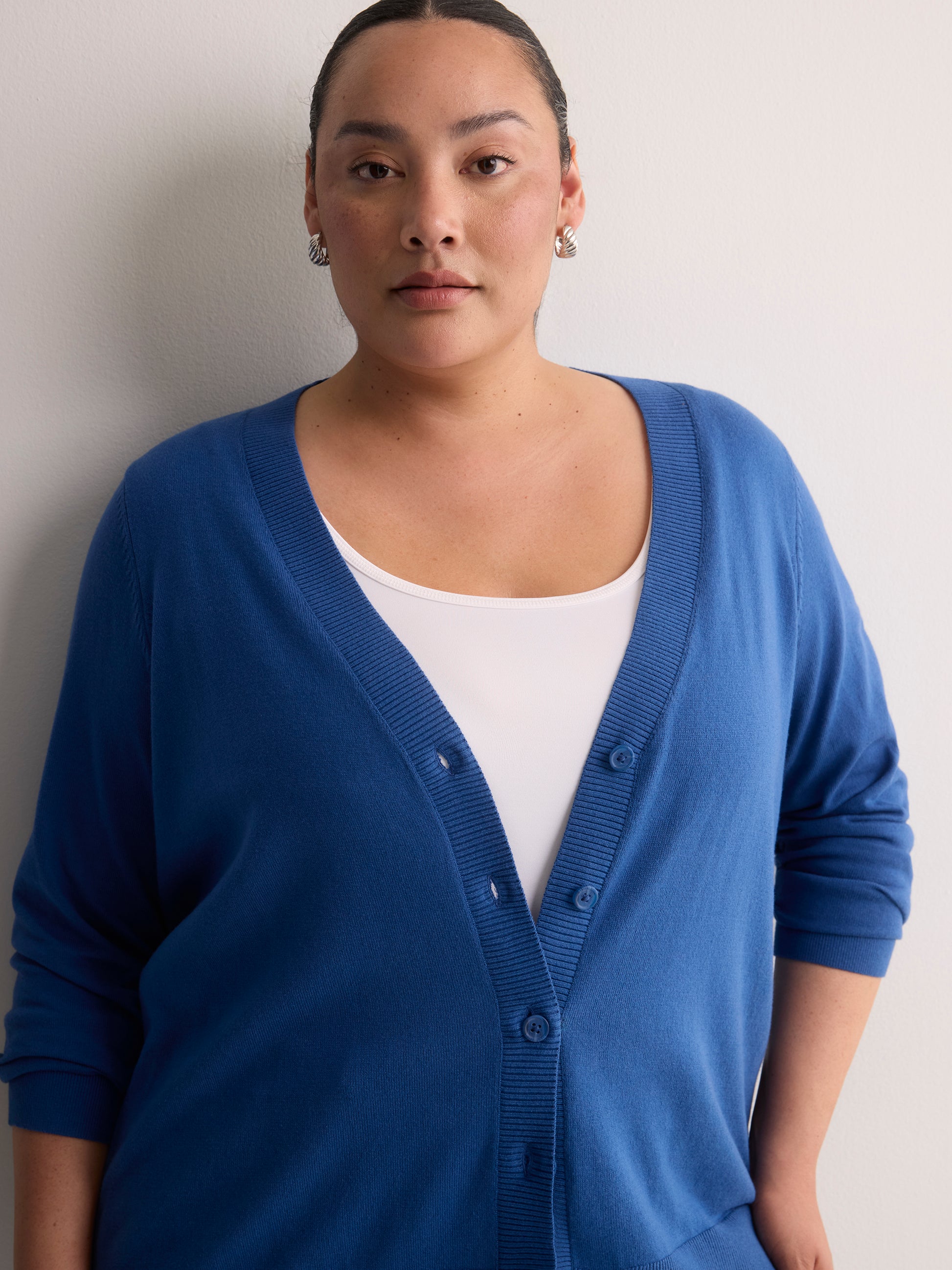Cotton-Blend Tunic Cardigan