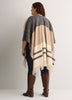 Colourblock Woven Cape with Fringes
