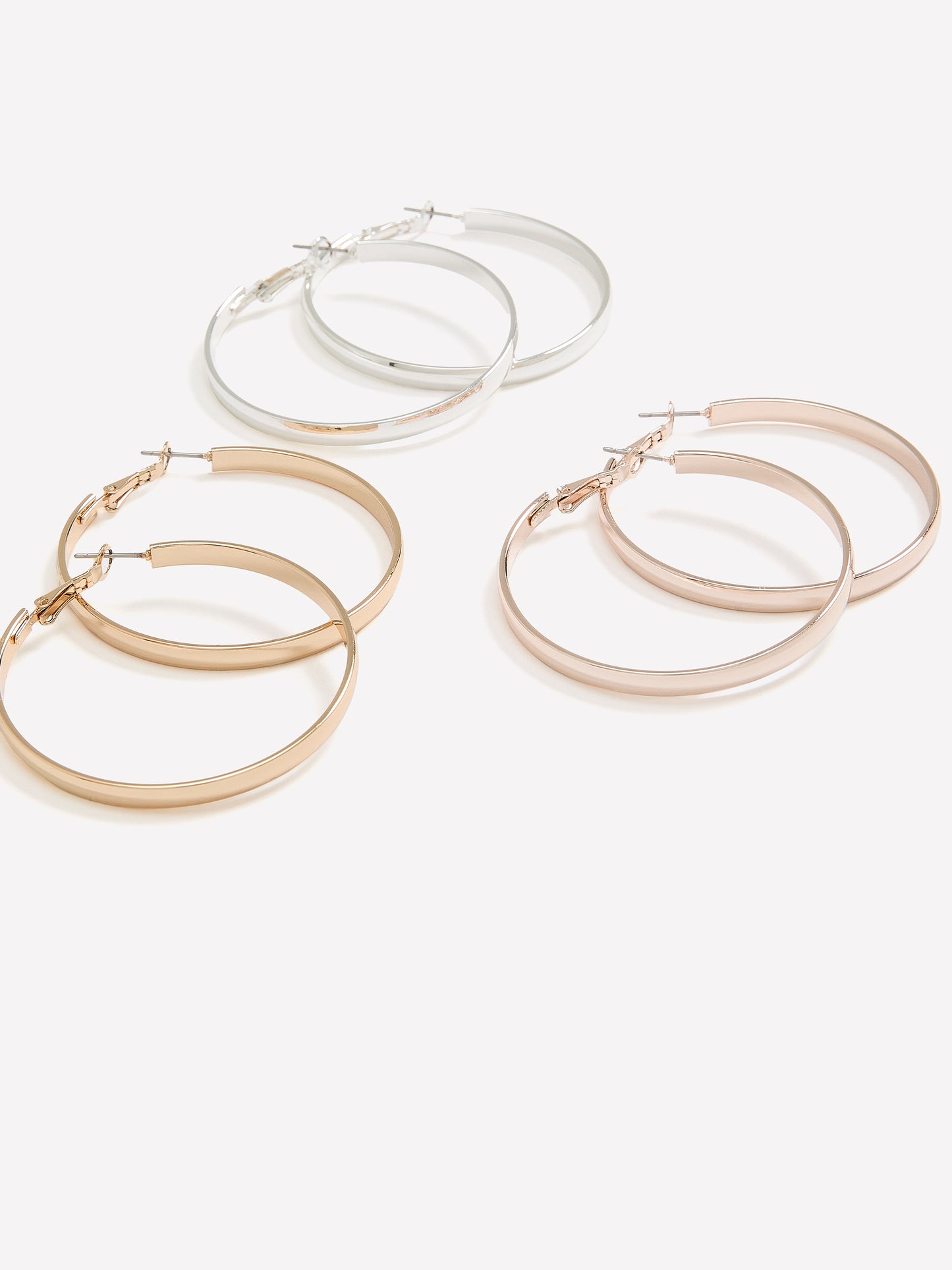 Metal Hoop Earrings, Set of 3