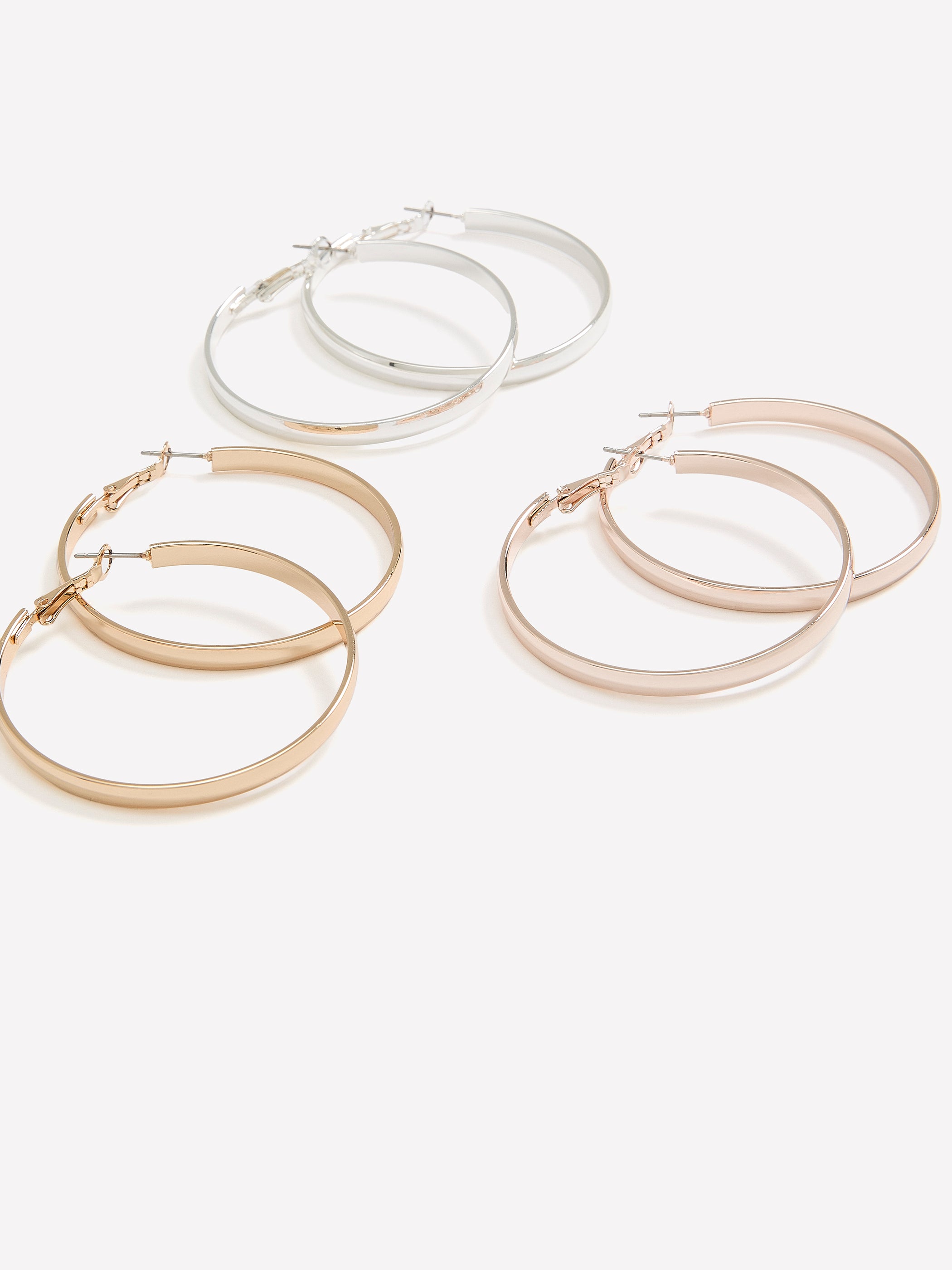 Metal Hoop Earrings, Set of 3
