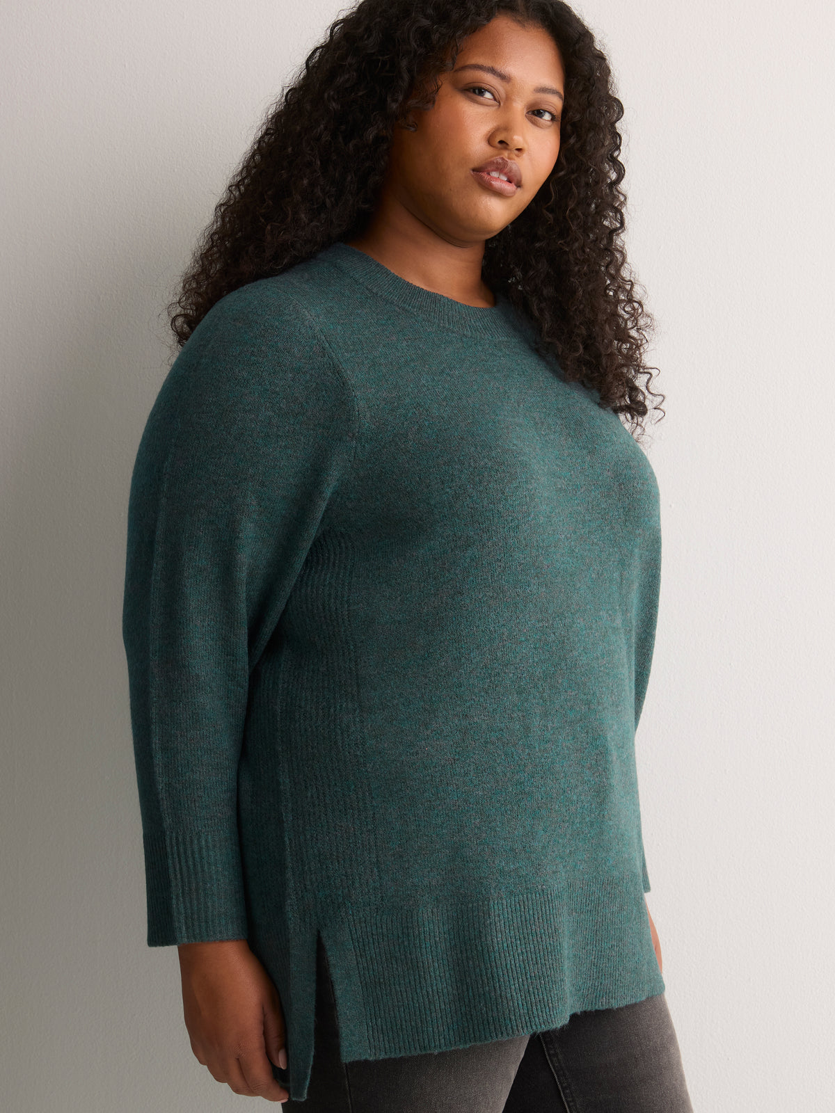 Crew-Neck Tunic Sweater