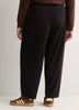 Black Workleisure Barrel-Leg Pull-On Pant
