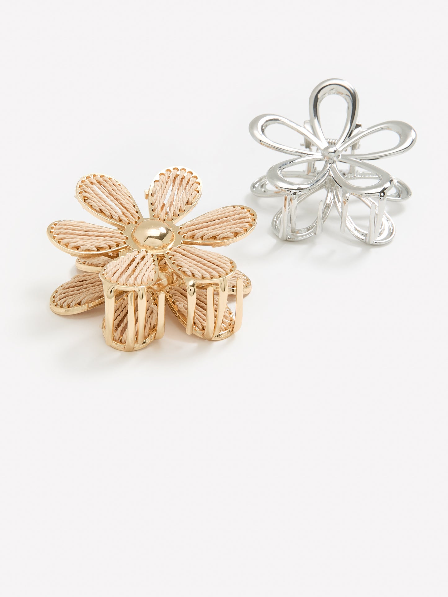Metallic Flower Hair Claw Clips, Set of 2 - Addition Elle