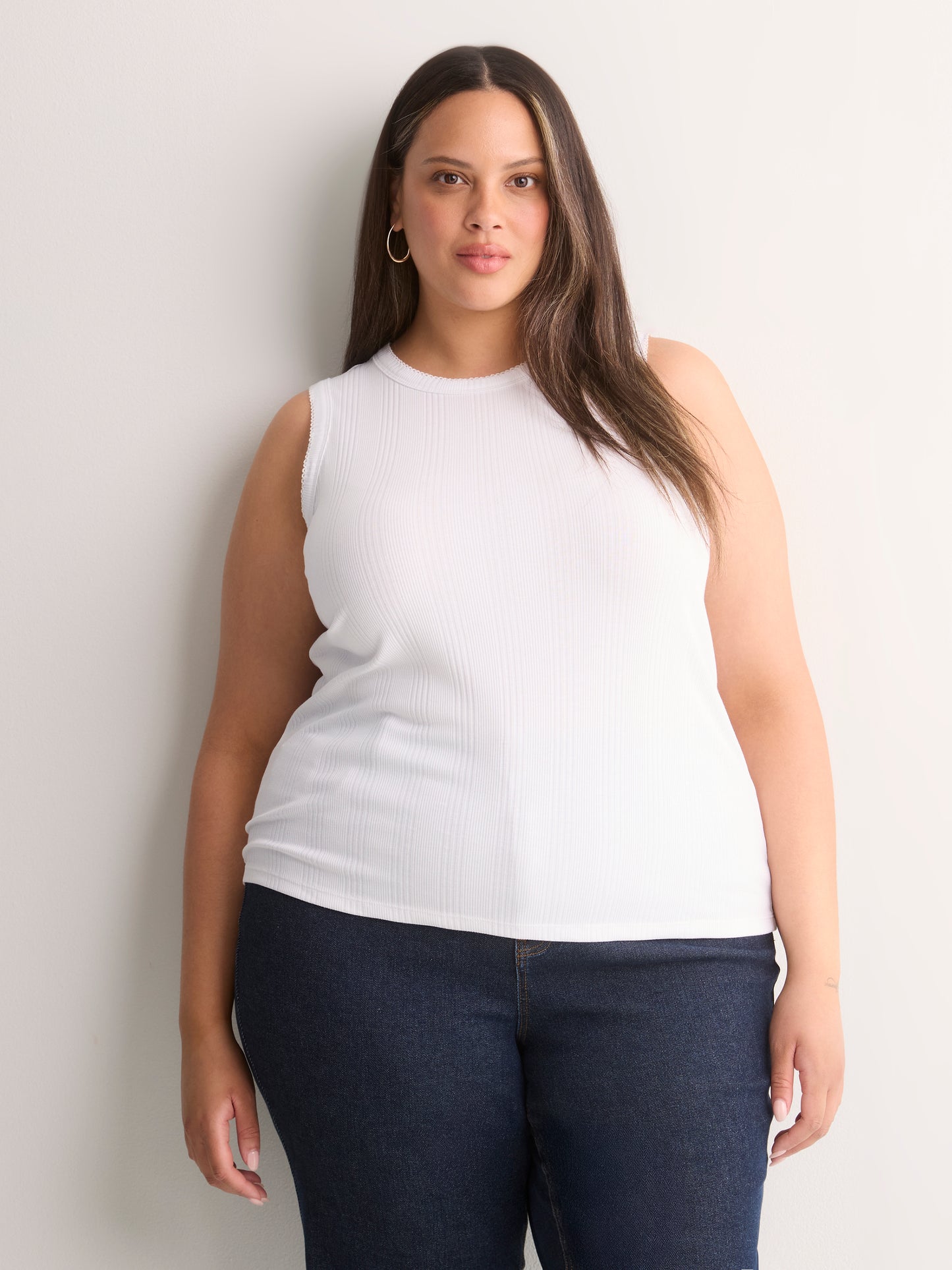 Ribbed Knit Fitted Tank Top