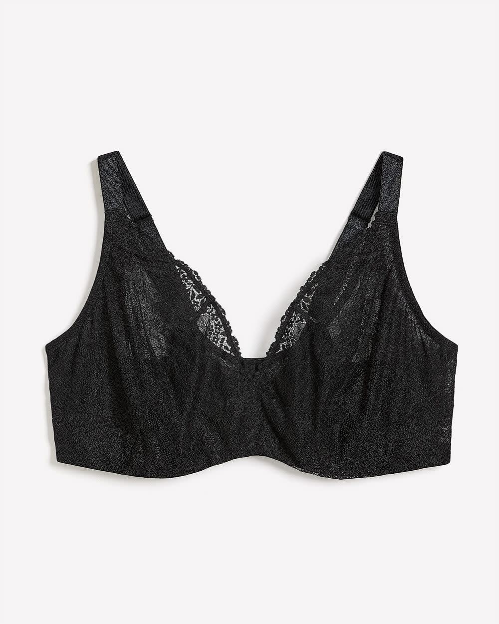 Soutien-gorge noir non doublé avec dentelle croisée, avec armatures - Déesse Collection
