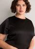 Robe longue cintrée et évasée en satin noir - Addition Elle