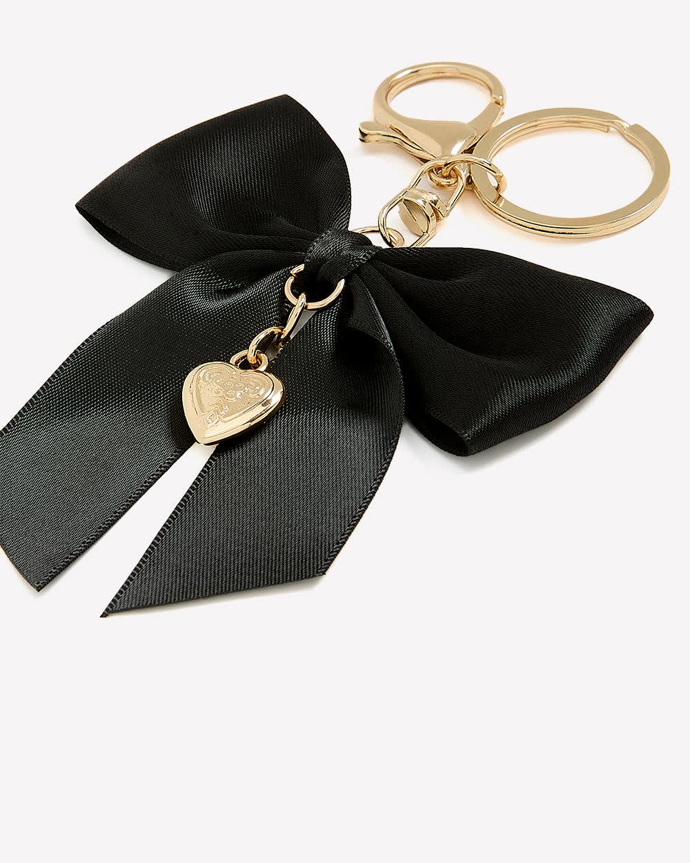Black Bow Keychain / Bag Charm with Heart