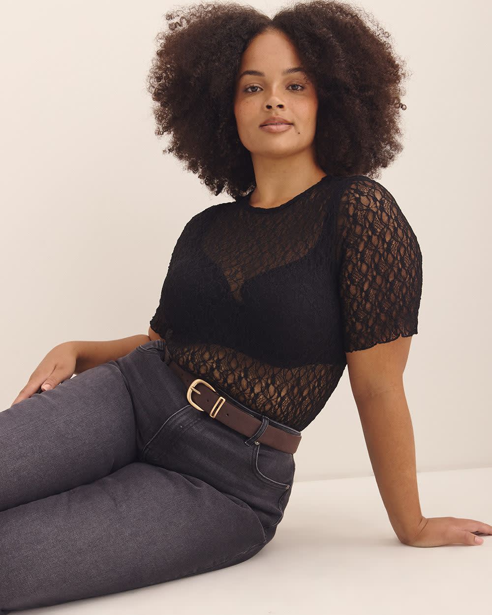 Lace Top with Lettuce Hem - Addition Elle