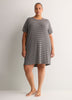 Responsible, Grey Striped Short-Sleeve Sleepshirt - tiVOGLIO