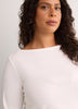 Fitted 3/4-Sleeve Boat-Neck Ribbed Knit Baby Tee