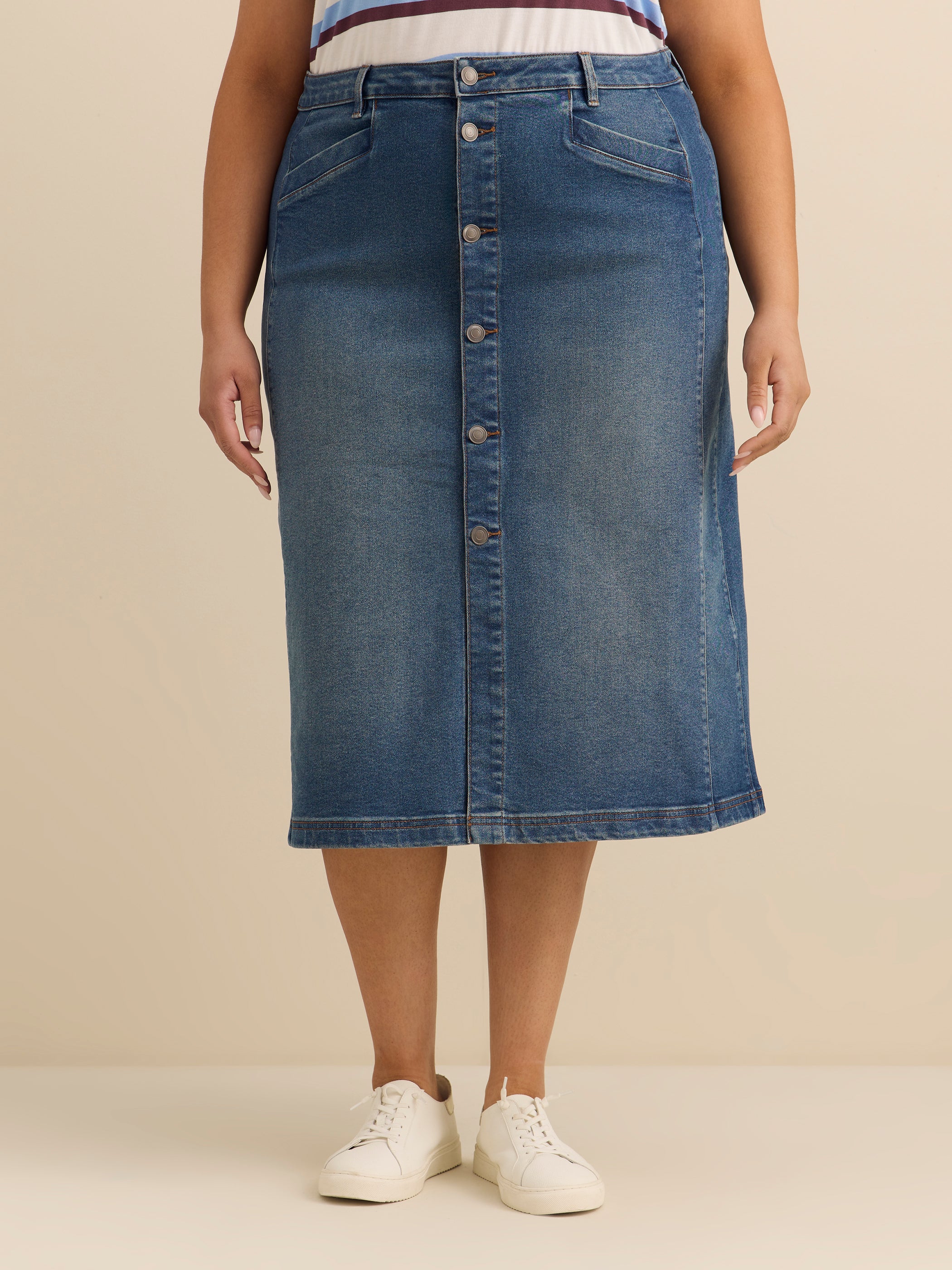 Jupe midi en denim avec boutons avant - d/C Jeans