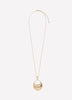 Long Golden Necklace with Hammered Pendant