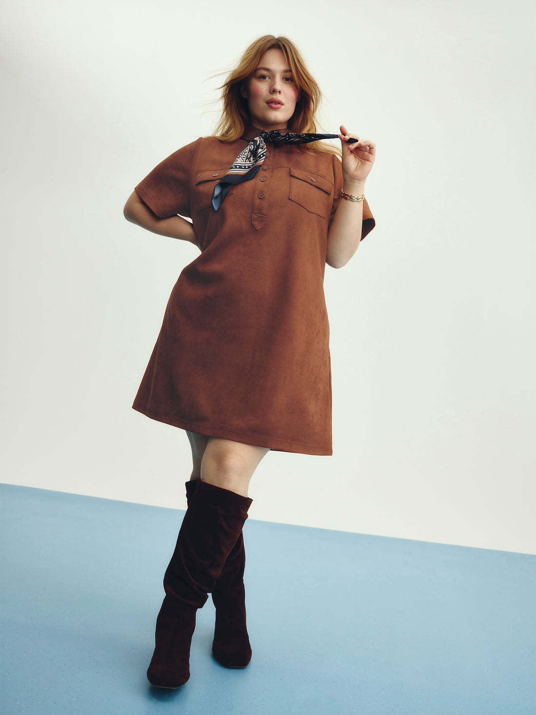 brown suede dress plus size Faux Shirt A-Line Tunic with Pockets – Penningtons Zolique Women's Black & suede fabrication gives a summerdaydresses Color:Frost blue