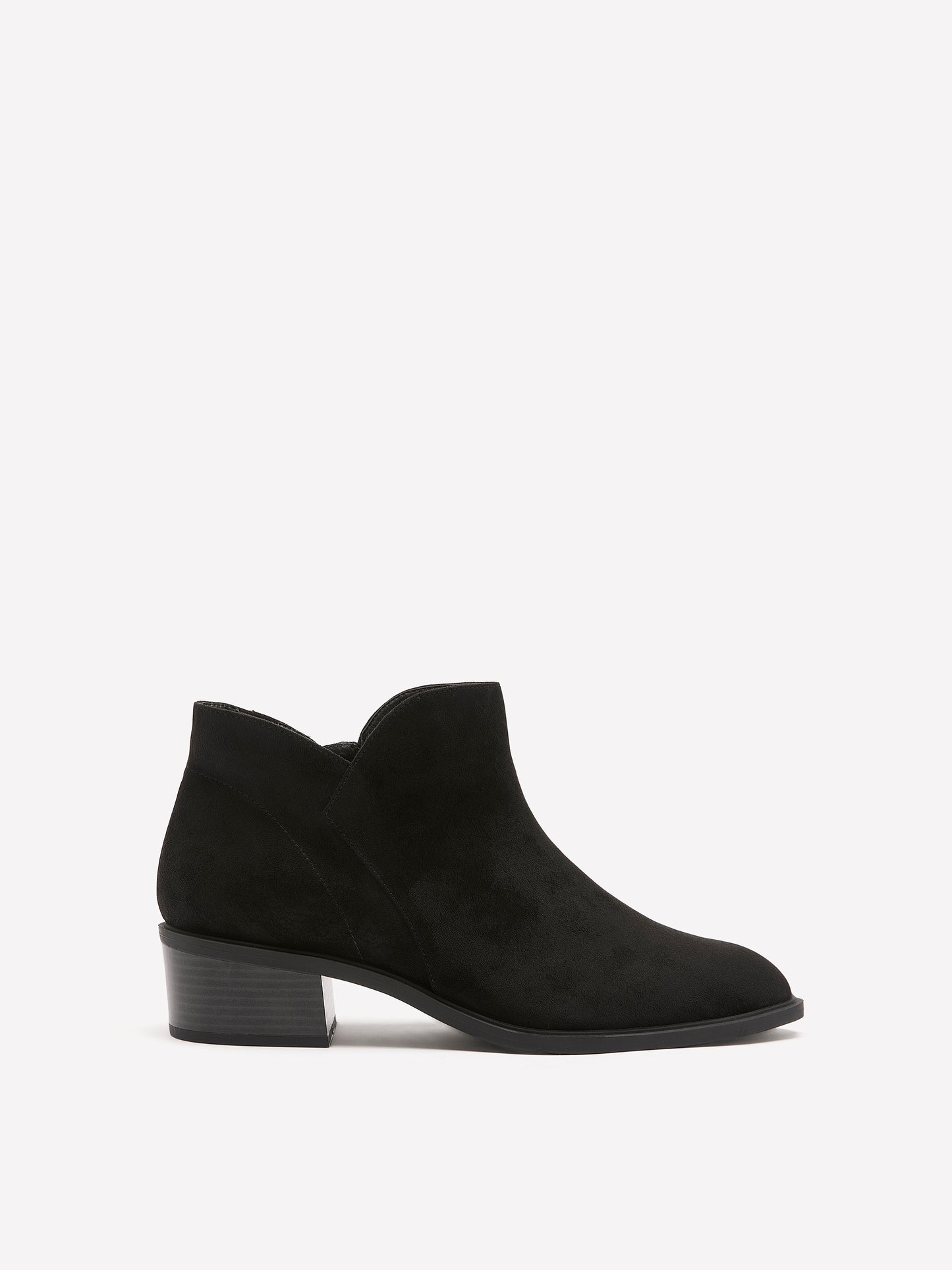 Wide Width, Winnie Black Microsuede Low-Heel Bootie