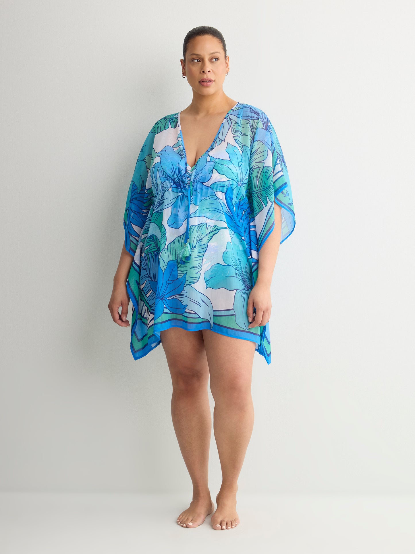 Printed Chiffon Caftan - Bleu by Rod Beattie