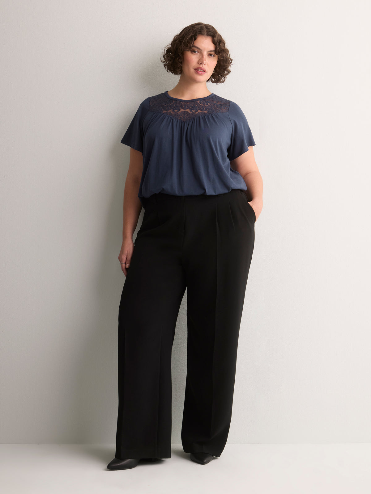 Slight Swing Top with Embroidered Yoke