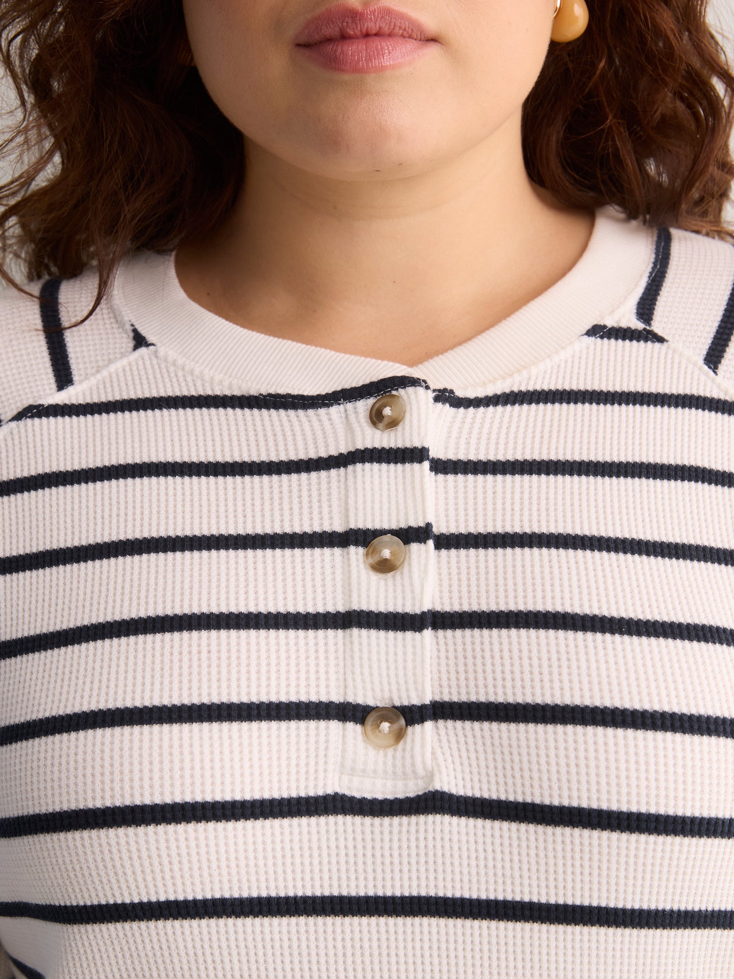 White and Navy Striped Henley Long-Sleeve Tee - Levi's