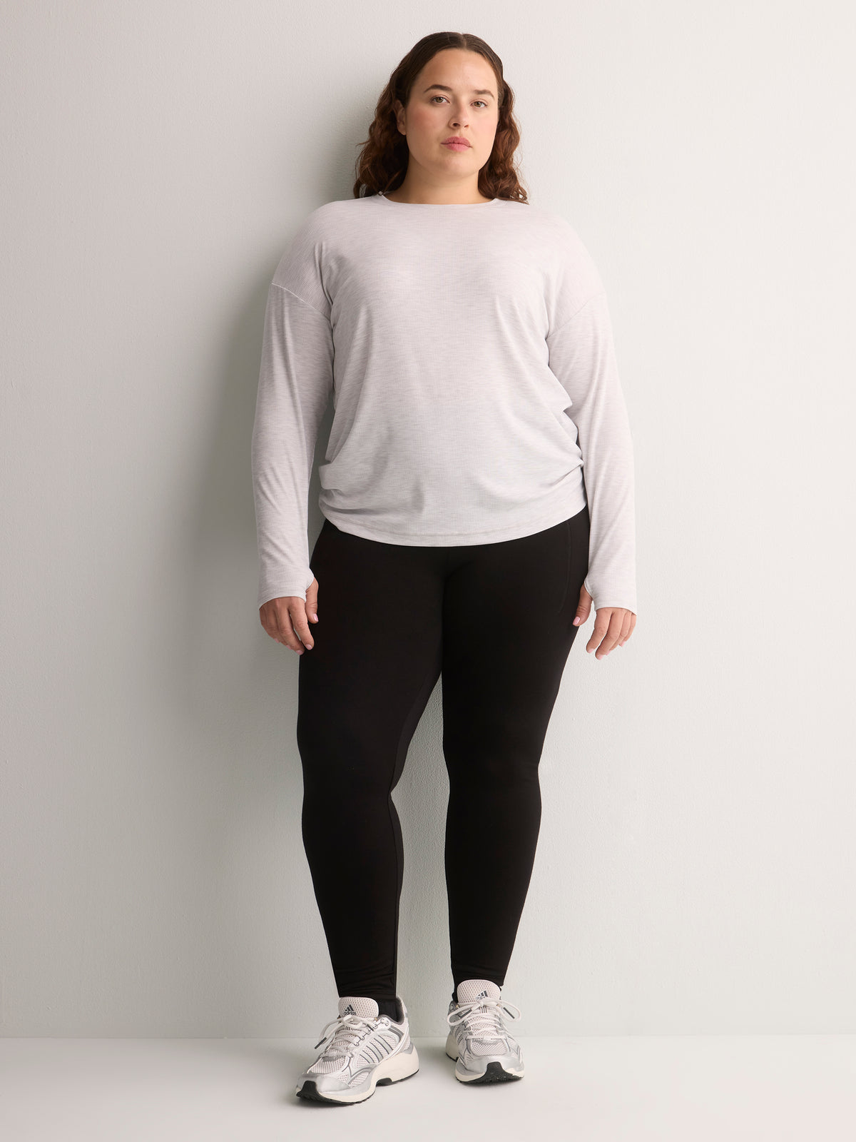 Long Ribbed Knit Crew-Neck T-Shirt - Active Zone