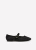 Extra Wide Width, Black Floral Textured Ballet Flats