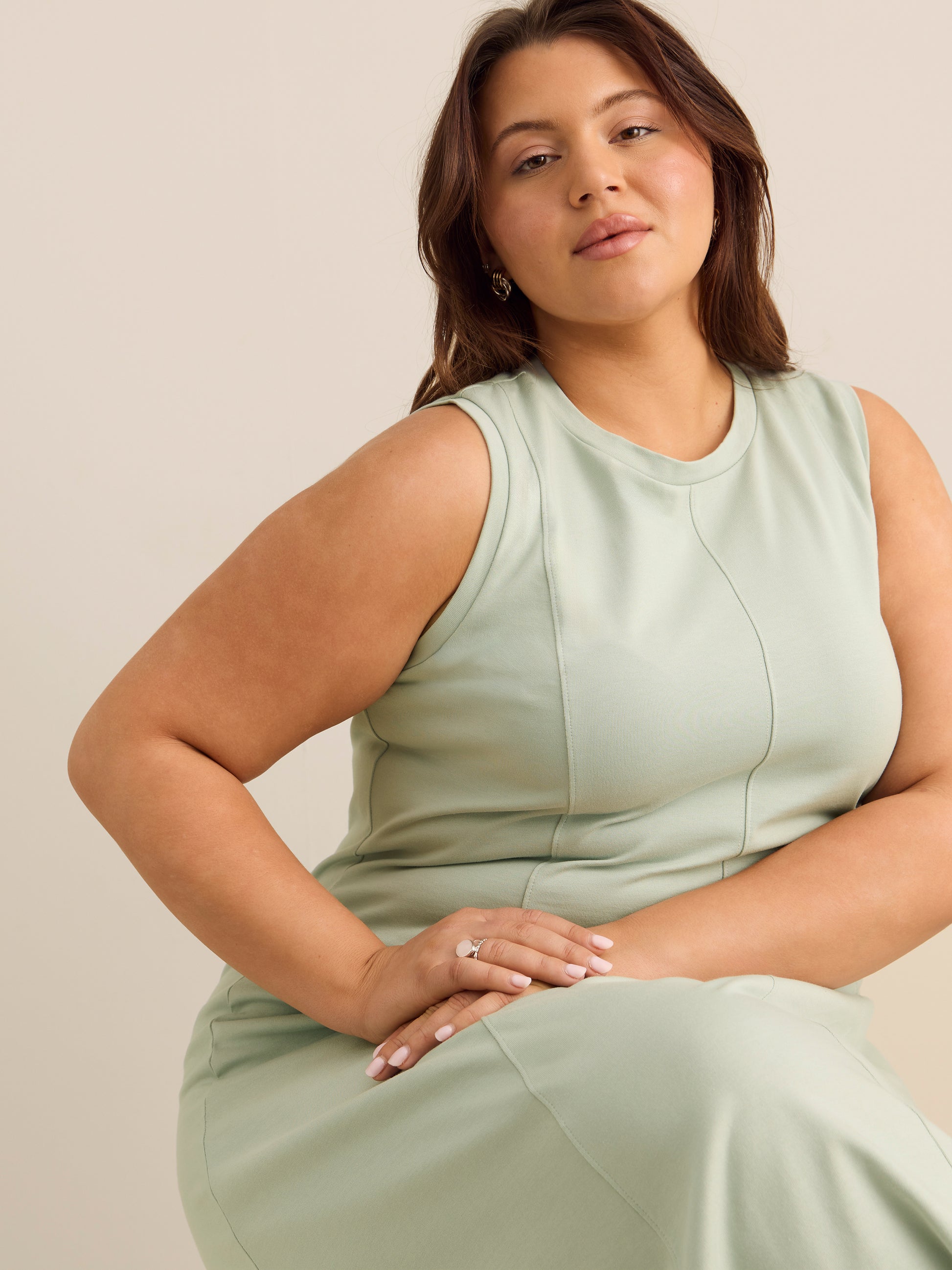 Sleeveless Panel Midi Dress