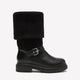 Extra Wide Width, Black Mid-Calf Chunky Boot with Knit Upper