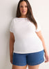Fitted Boat-Neck Ribbed Knit Baby Tee