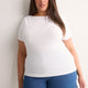 Fitted Boat-Neck Ribbed Knit Baby Tee